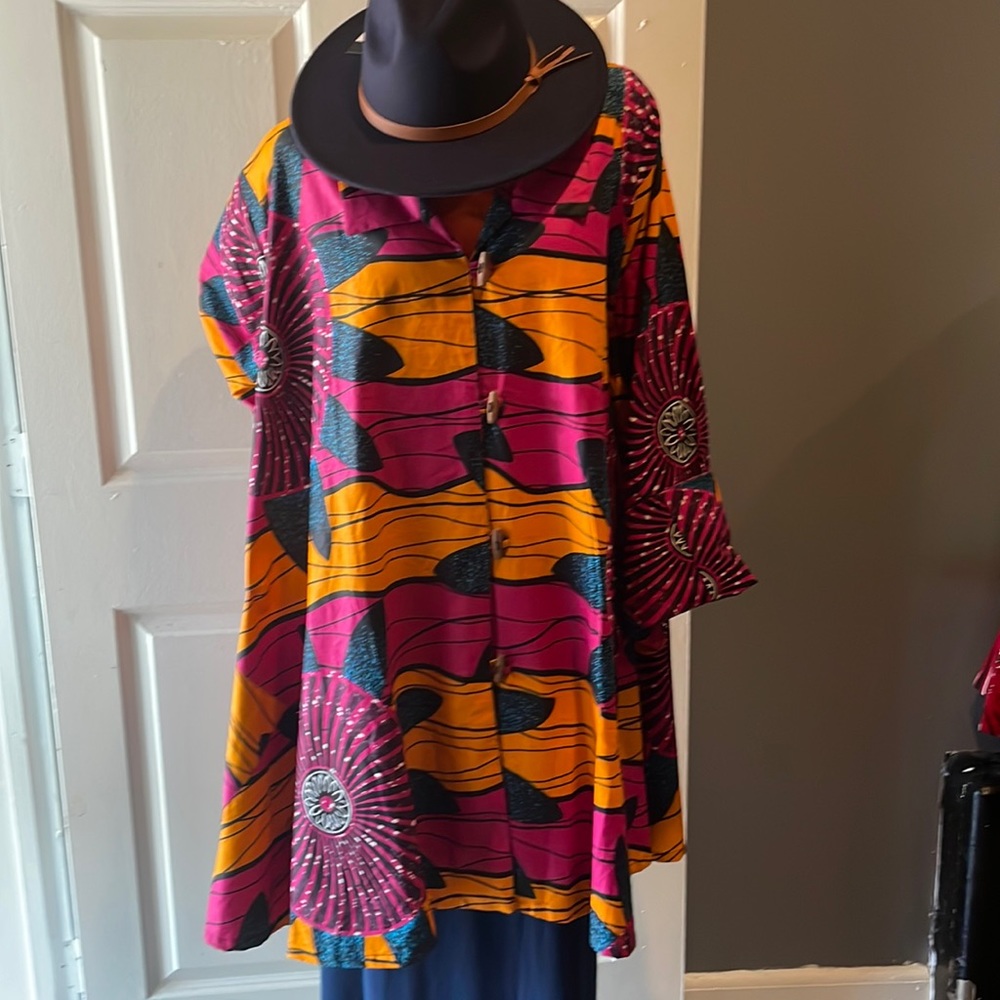 Oversize swing jacket with scarf and pockets